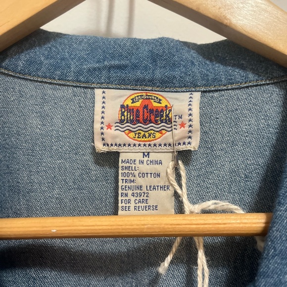 90’s Vintage Blue Creek Jeans Denim Dress with Leather Accents and belt - Picture 3 of 6